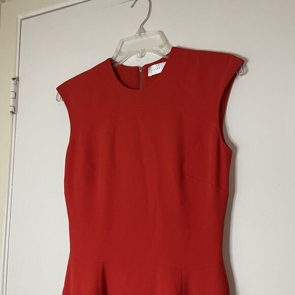 NWOT VICTORIA BECKHAM red orange sleeveless a line mini flare dress size US 6 - Picture 2 of 7